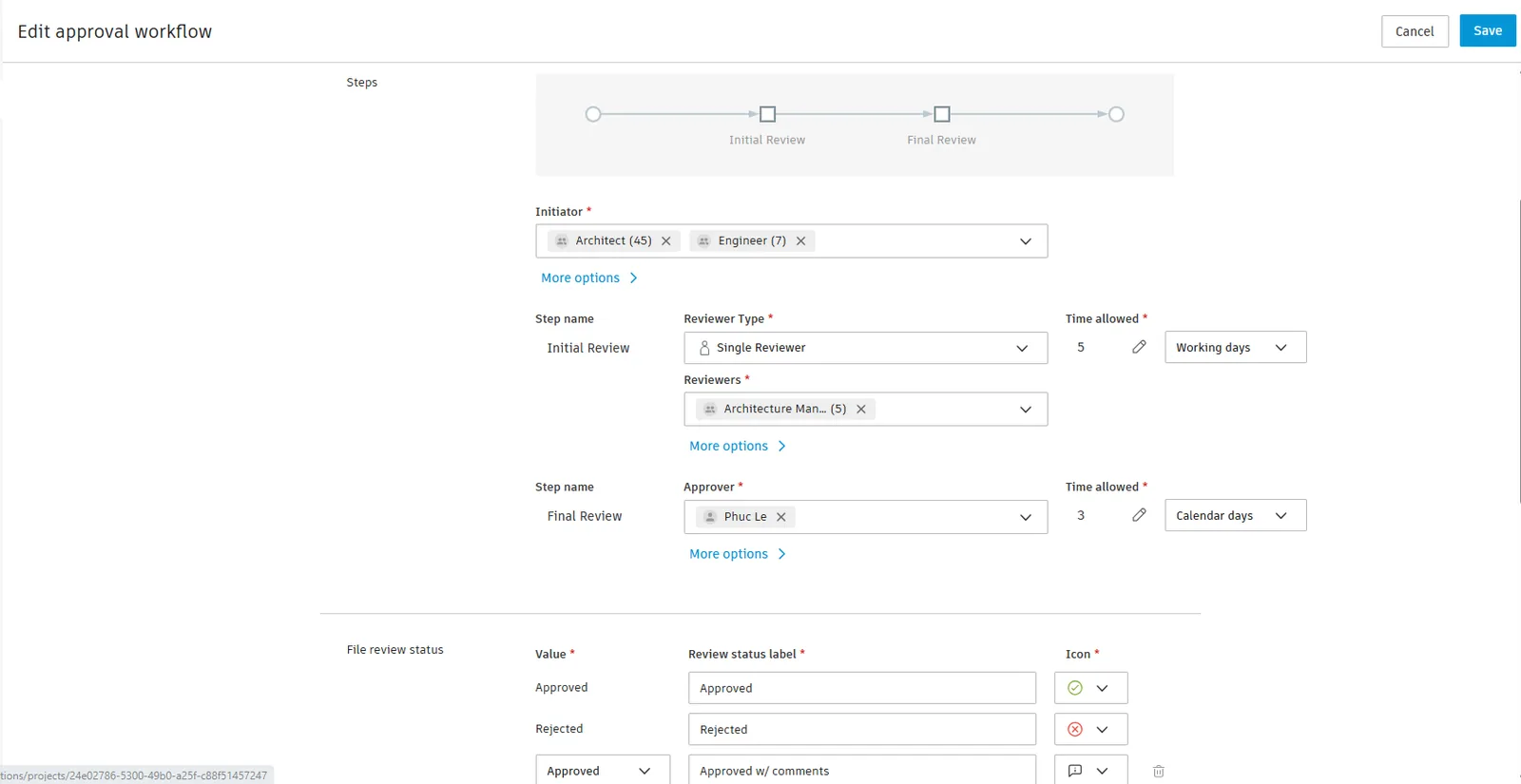 HÌNH SS-16 — Thiết lập Approval workflow